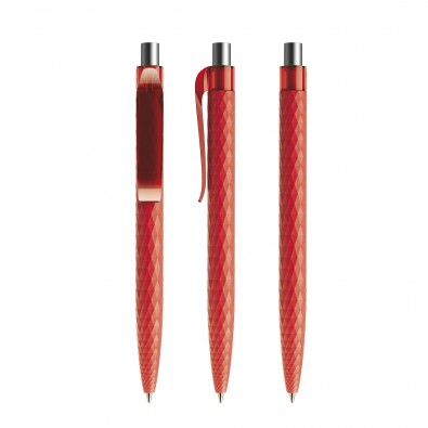 Prodir QS01 PMT Push Kugelschreiber, Rot-Silber satiniert Prodir QS01 PMT Push Kugelschreiber, Rot-Silber satiniert